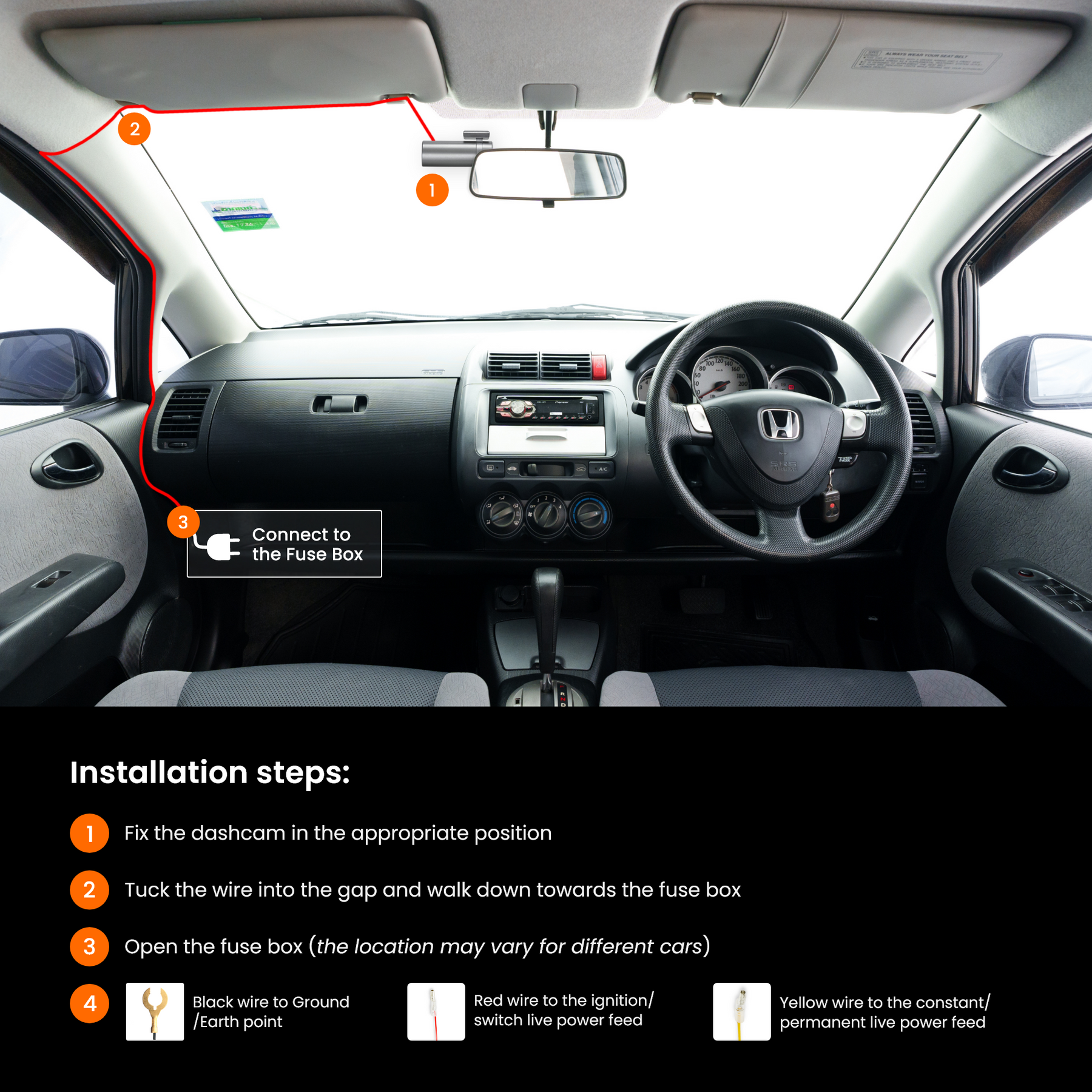 RA7300C - Road Angel Halo Dash Cam 5V- Type C Hardwiring Kit - for Halo Start 2/Ignite 2 and Vision 3