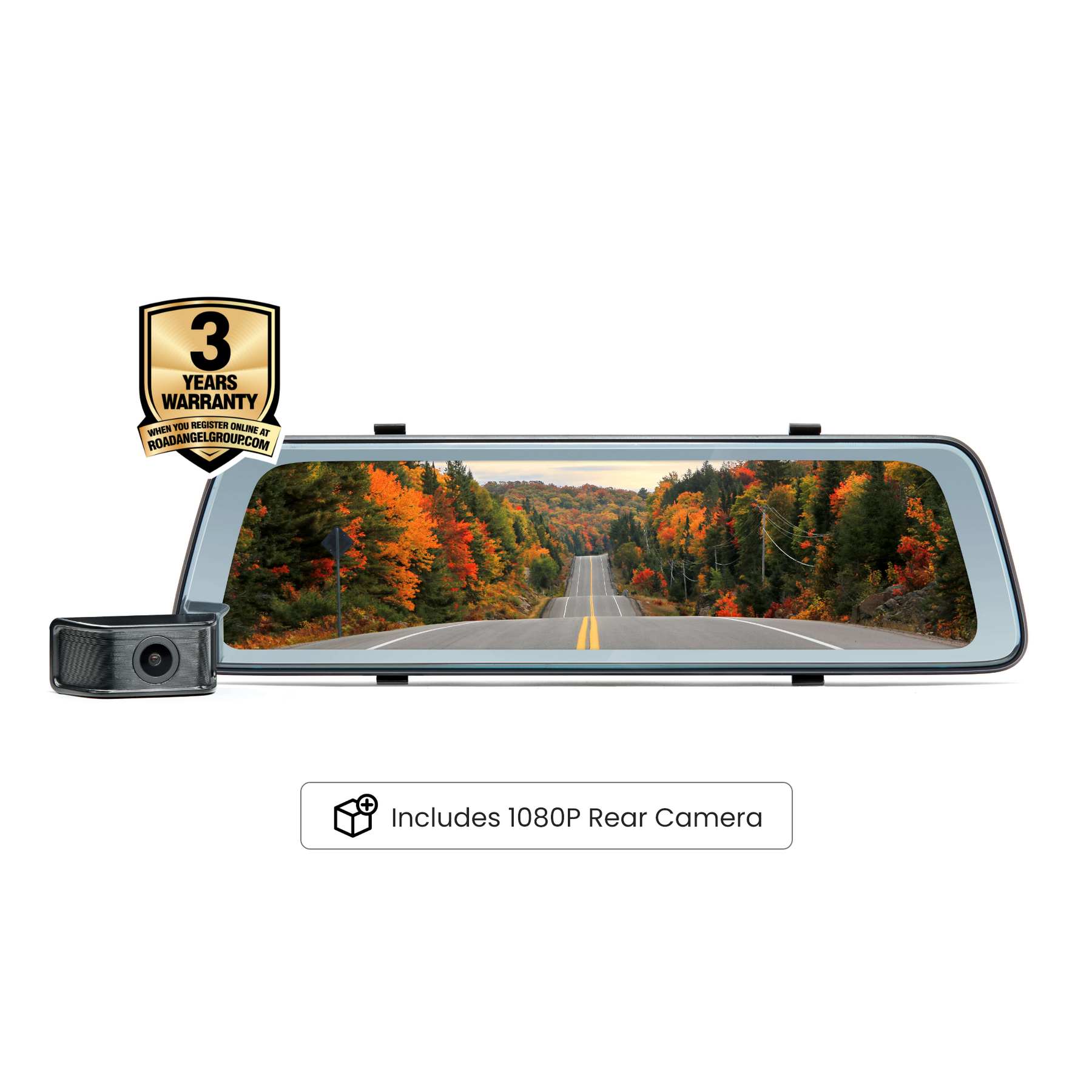 Road Angel Halo Vision Rear View Mirror and Dash Cam with SD Card & Hardwiring Kit Bundle