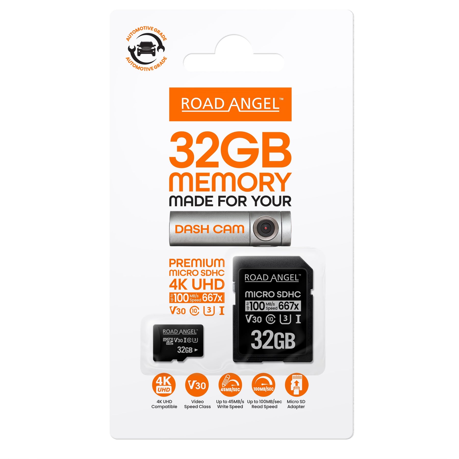 Carte MicroSD Road Angel - Conçue pour les caméras de tableau de bord Halo